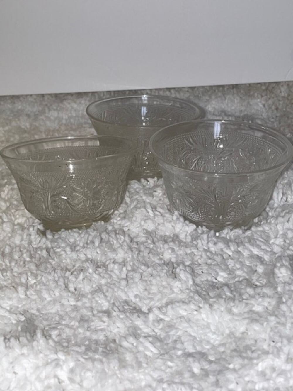 Vintage 3 Depression glass sundae cups EUC